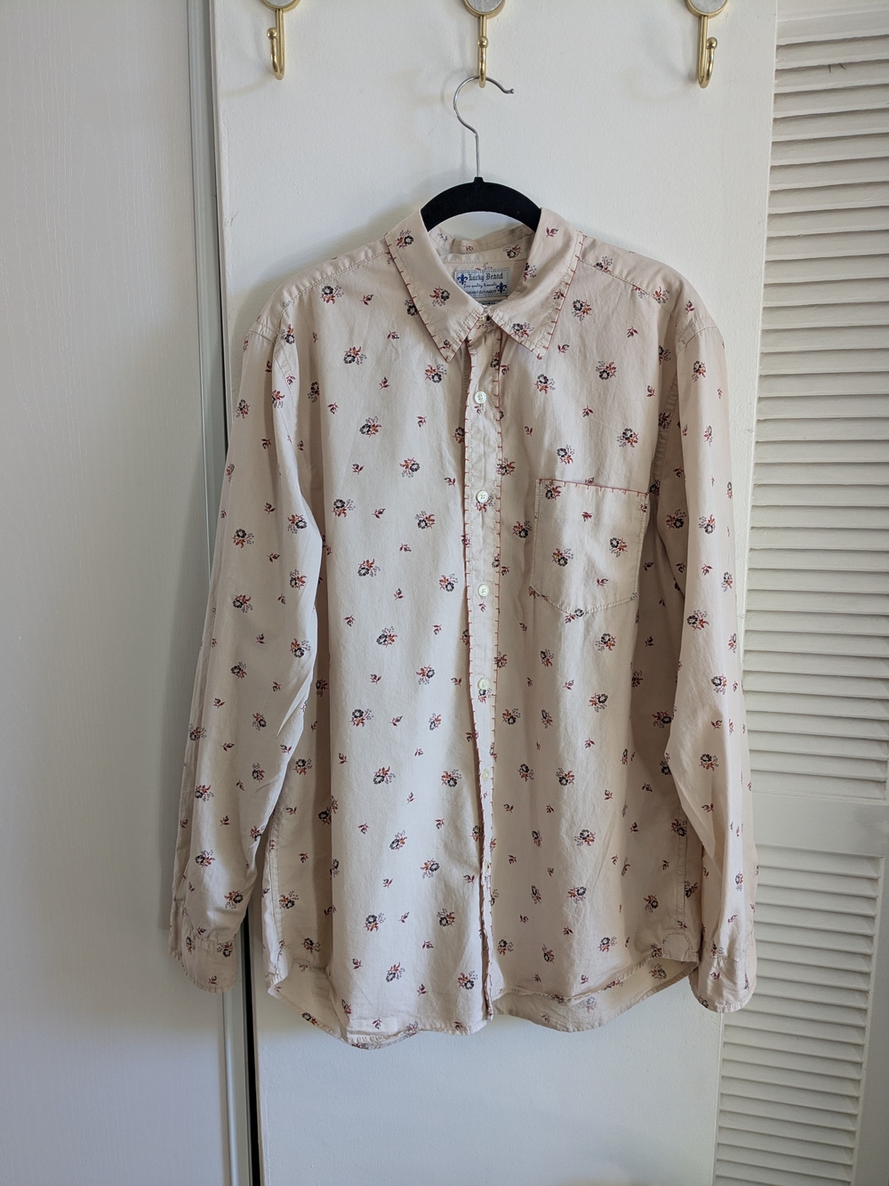 Lucky Brand Floral Cream Button-Down Shirt Men's L